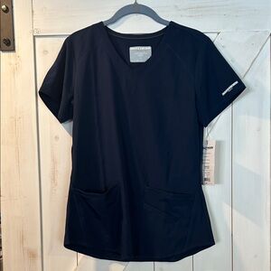 Skechers Barco NWT Women's Navy V-Neck Short Sleeve Medical Scrub Top Small